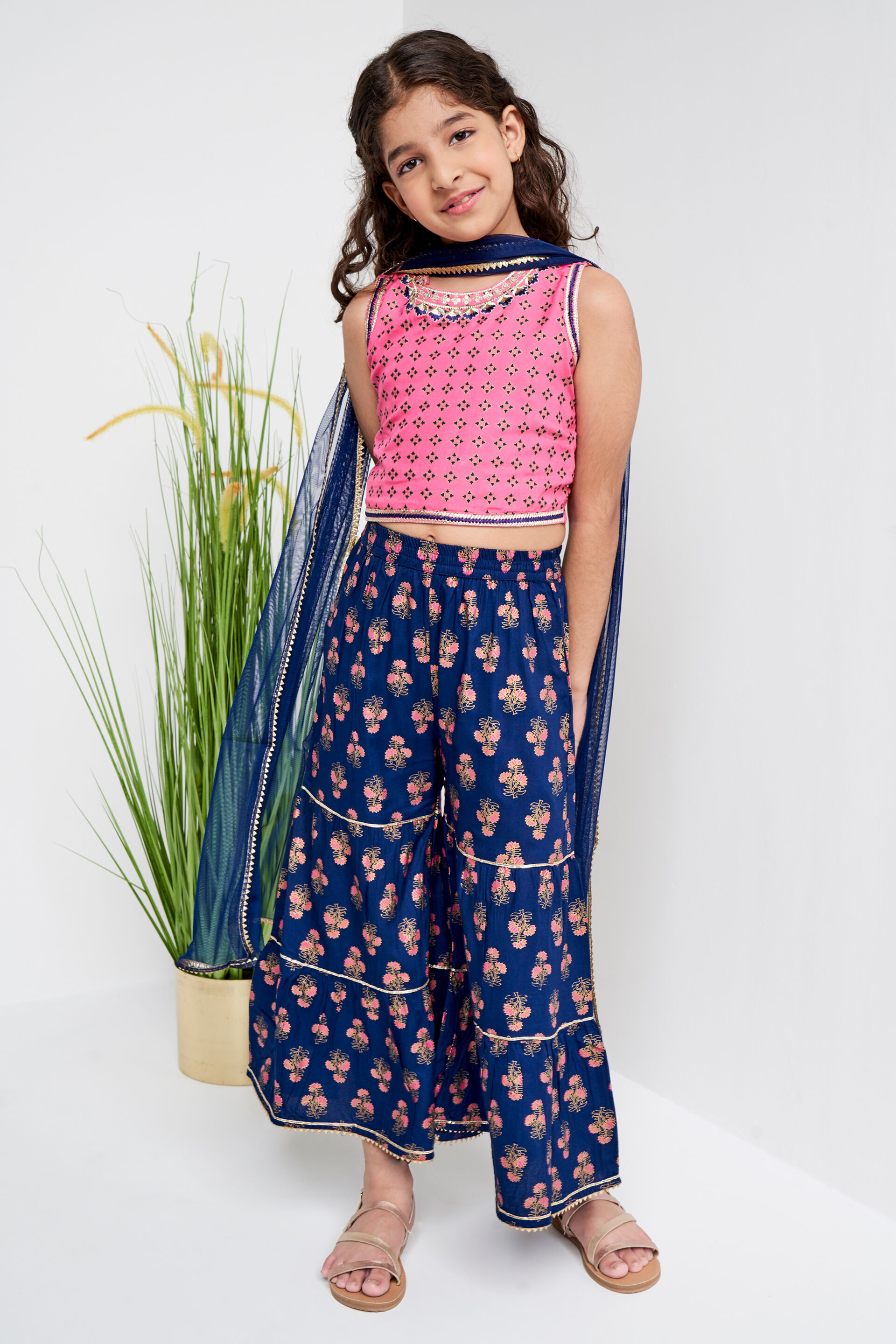 Indigo Khadi Print Flared Suit, Indigo, image 3